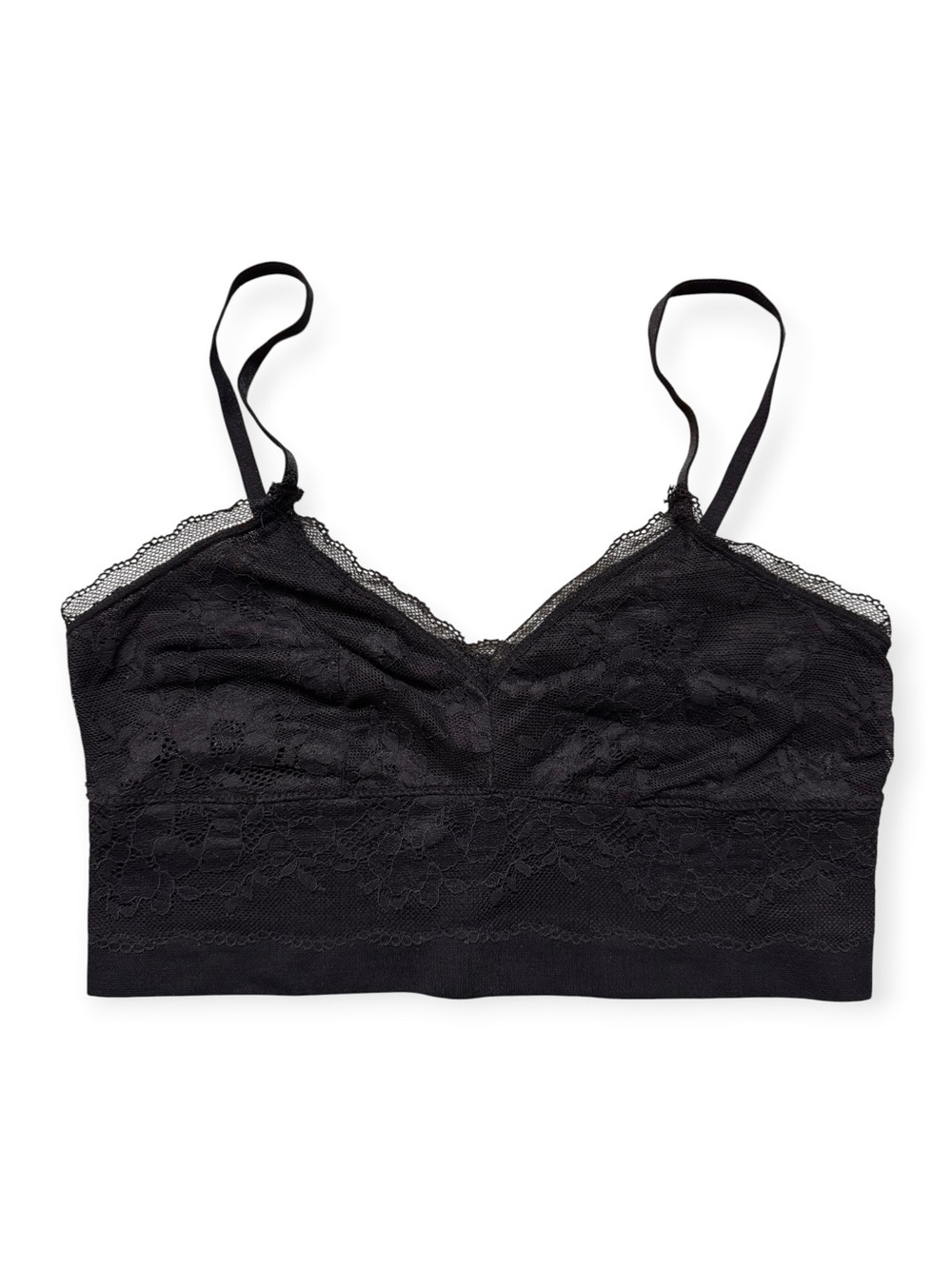 Victoria’s Secret Black Mesh & Lace Trim Unlined Triangle Bra Size Medium